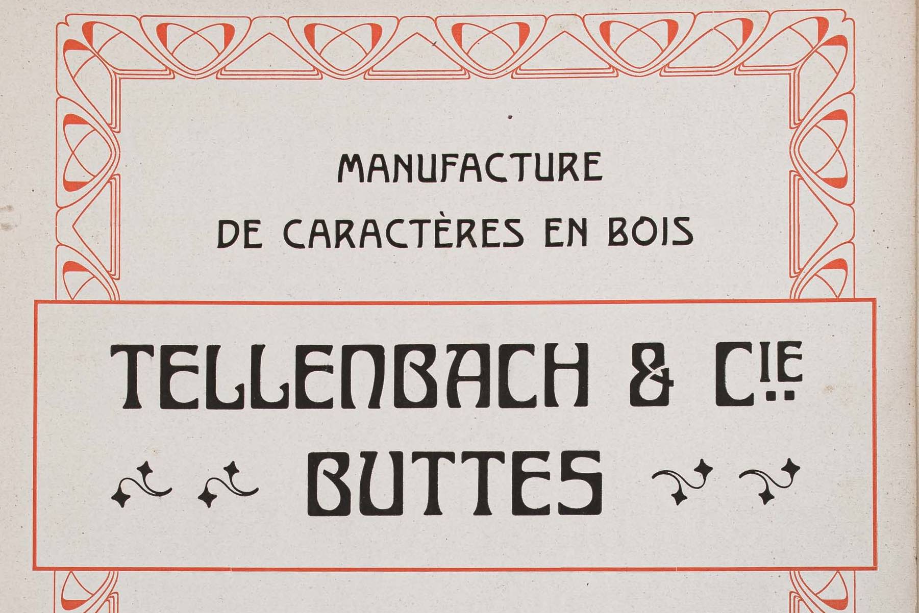 Spécimen des caractères en bois Tellenbach… de la fabrique Jacoby.